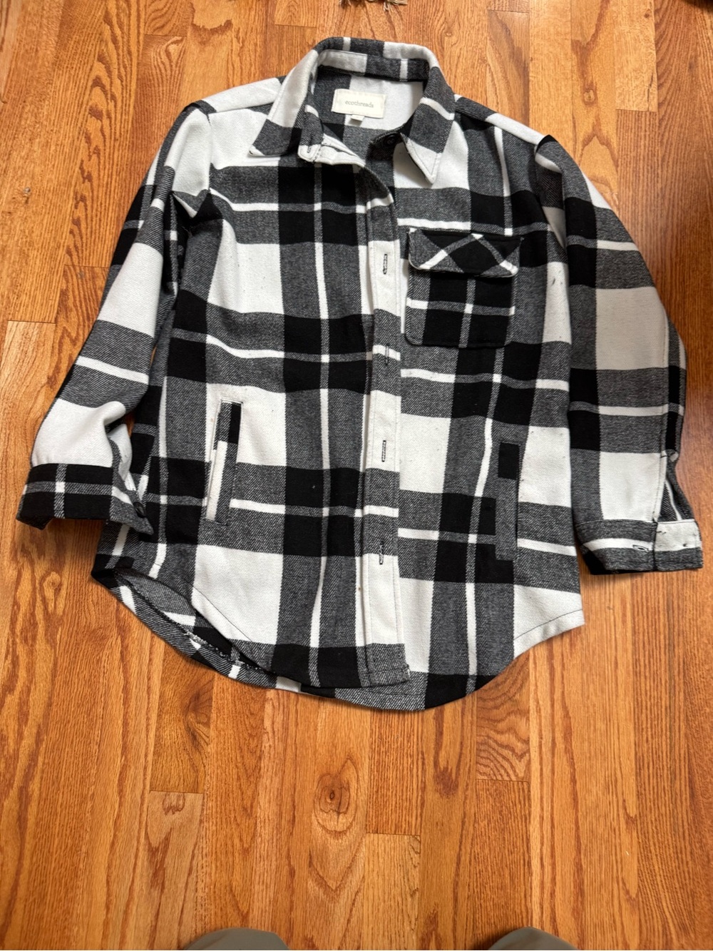Woolrich Black and White Plaid Button-Front Shirt Jacket